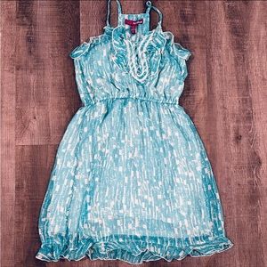 💞 Girl’s Large Blue & White Double Layer Dress